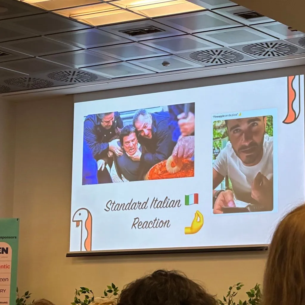 A "Standard Italian Reaction" slide from the PyCon Italy talk